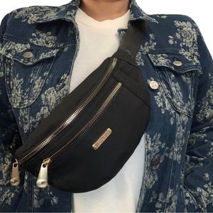 Black Water Resistant Crossbody Multi Compartment Fanny Bag - NWOT